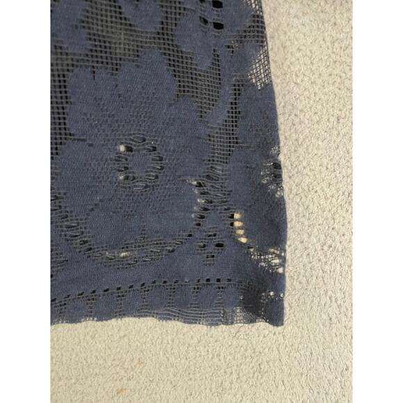 Free People Navy Lace Mini Dress Small Boho Sheer Bell Sleeve Festival Outfit - Picture 7 of 12
